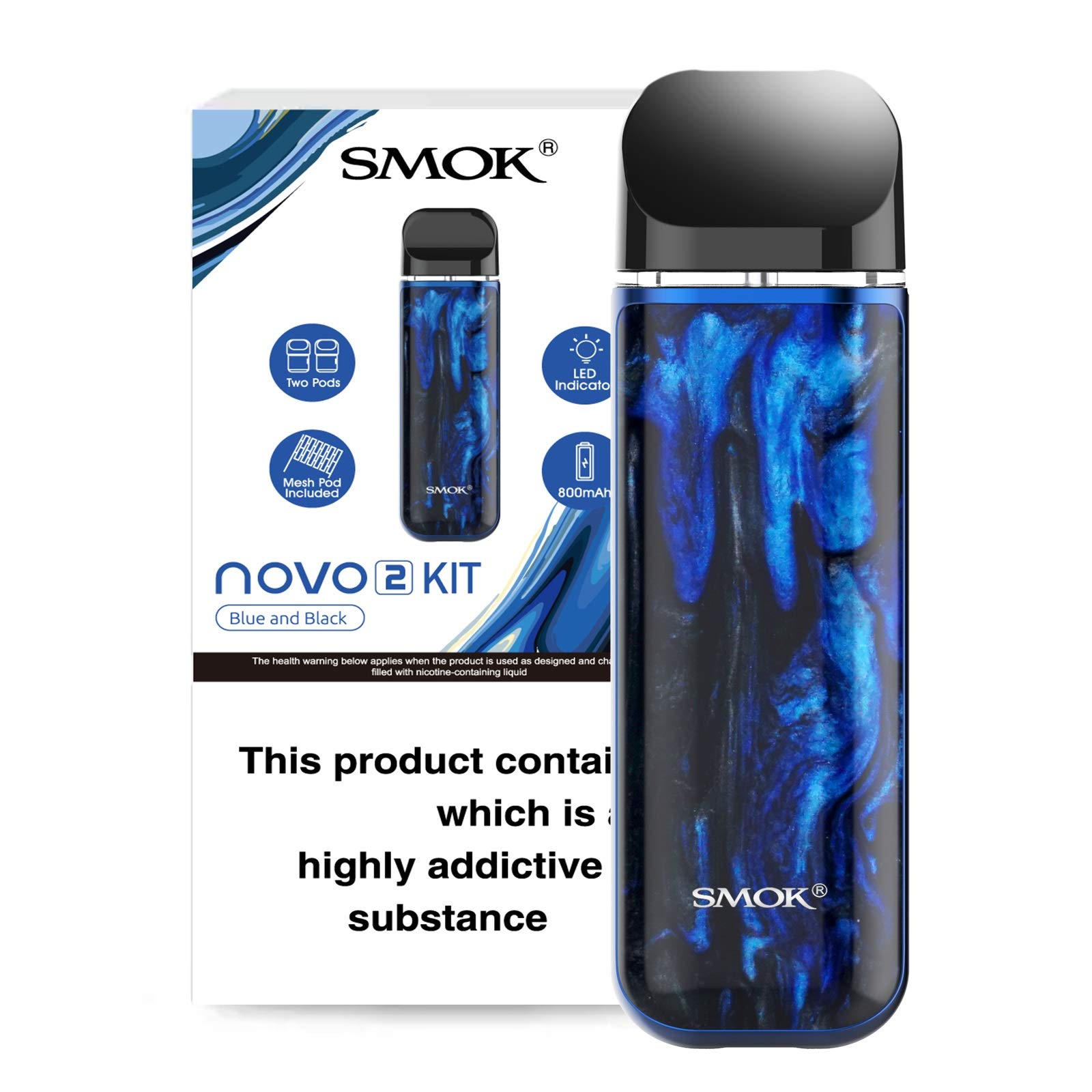Buy SMOK NOVO 2 E Starter Kit POD System 2mL No (Resin Blue Black)  Ultra-Compact, Gorgeous, Enhanced, Authentic SMOK POD Online at  desertcartKenya